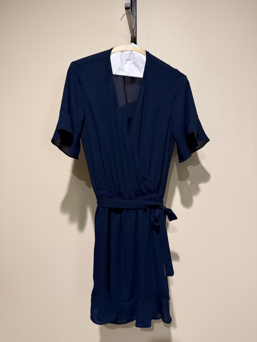 Three Eighty Two Navy Wrap dress- XS